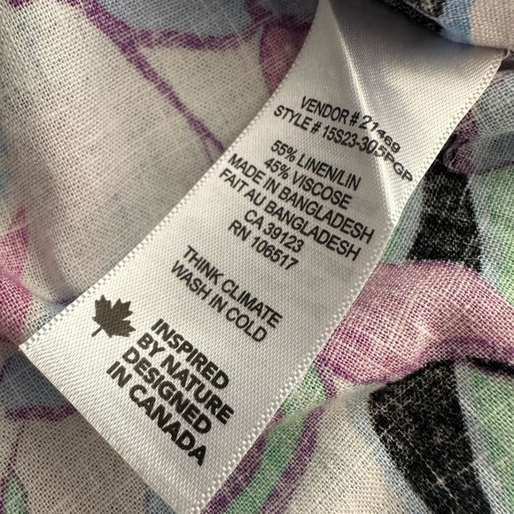 Northern Reflections Multi colour floral linen top collar button front SZ M - Picture 7 of 7